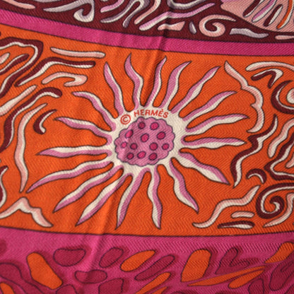 Hermes Cashmere Silk La Legende Du Poisson Corail Shawl 140 2 of 9