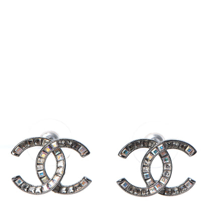 Chanel Crystal Baguette CC Earrings Ruthenium 1 of 5