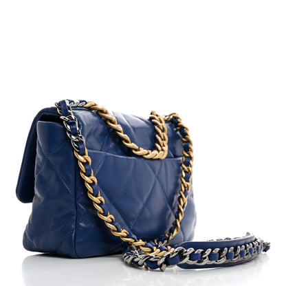 Chanel Goatskin Quilted Medium Chanel 19 Flap Dark Blue 3 of 10