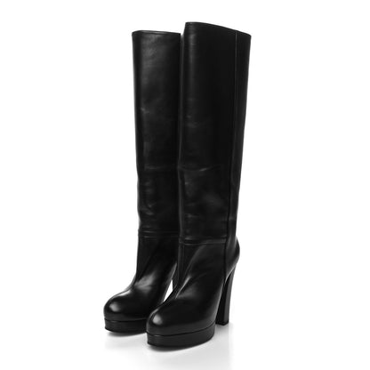 Gucci Calfskin Larius Knee High Boots 37.5 Black 3 of 7