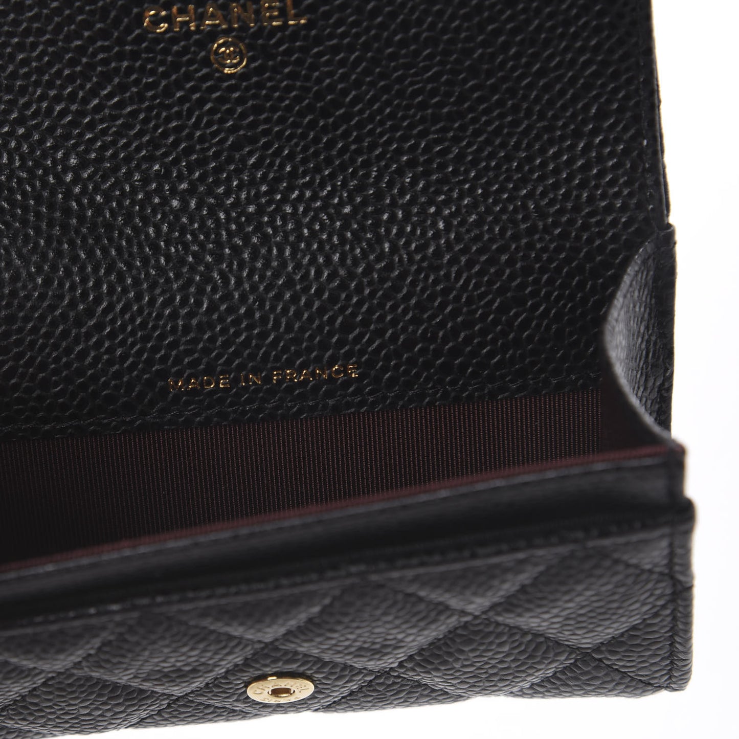 Caviar Quilted Flap Card Holder Wallet Black
