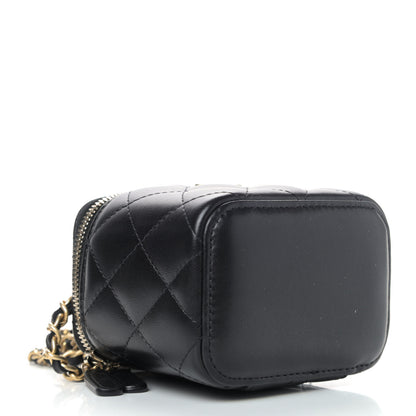 Chanel Lambskin Quilted Top Handle Mini Vanity Case With Chain Black 3 of 4