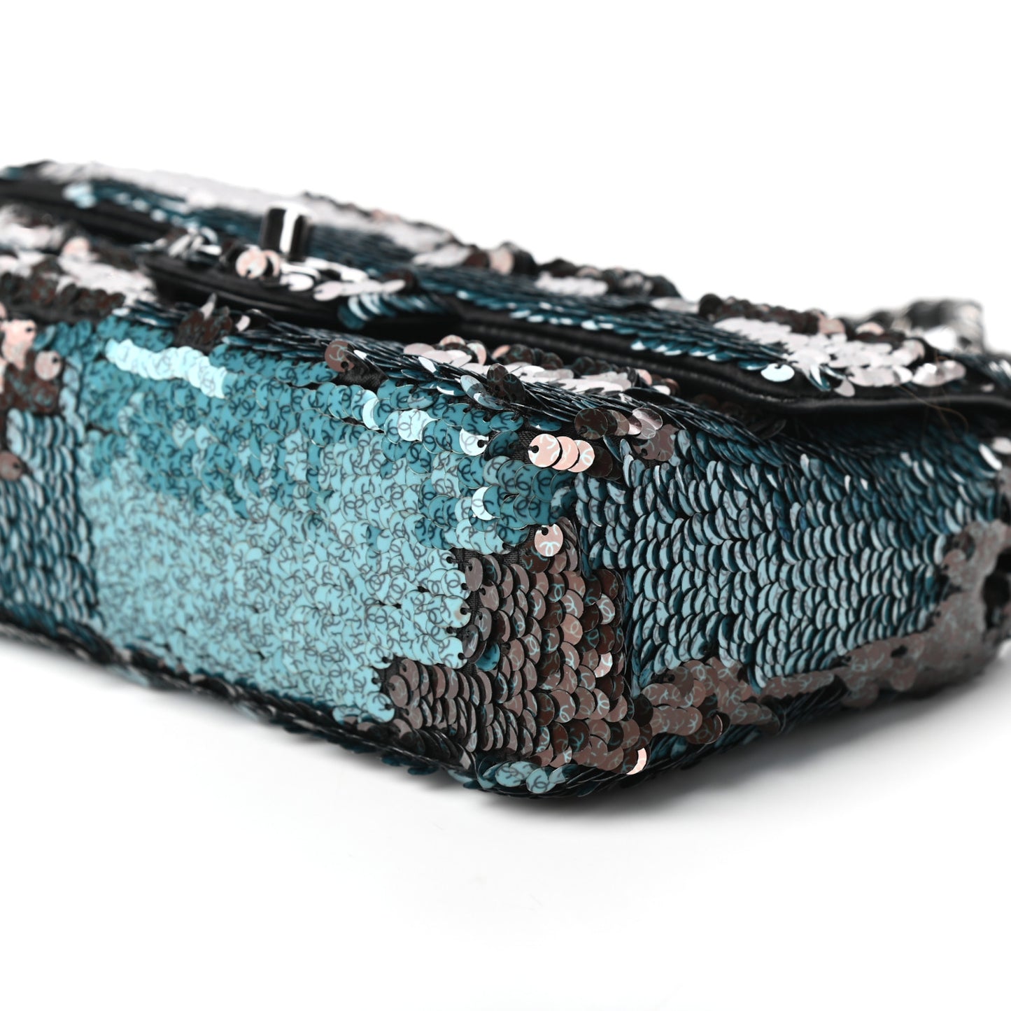 Sequin Lambskin Mini Flap Blue Black