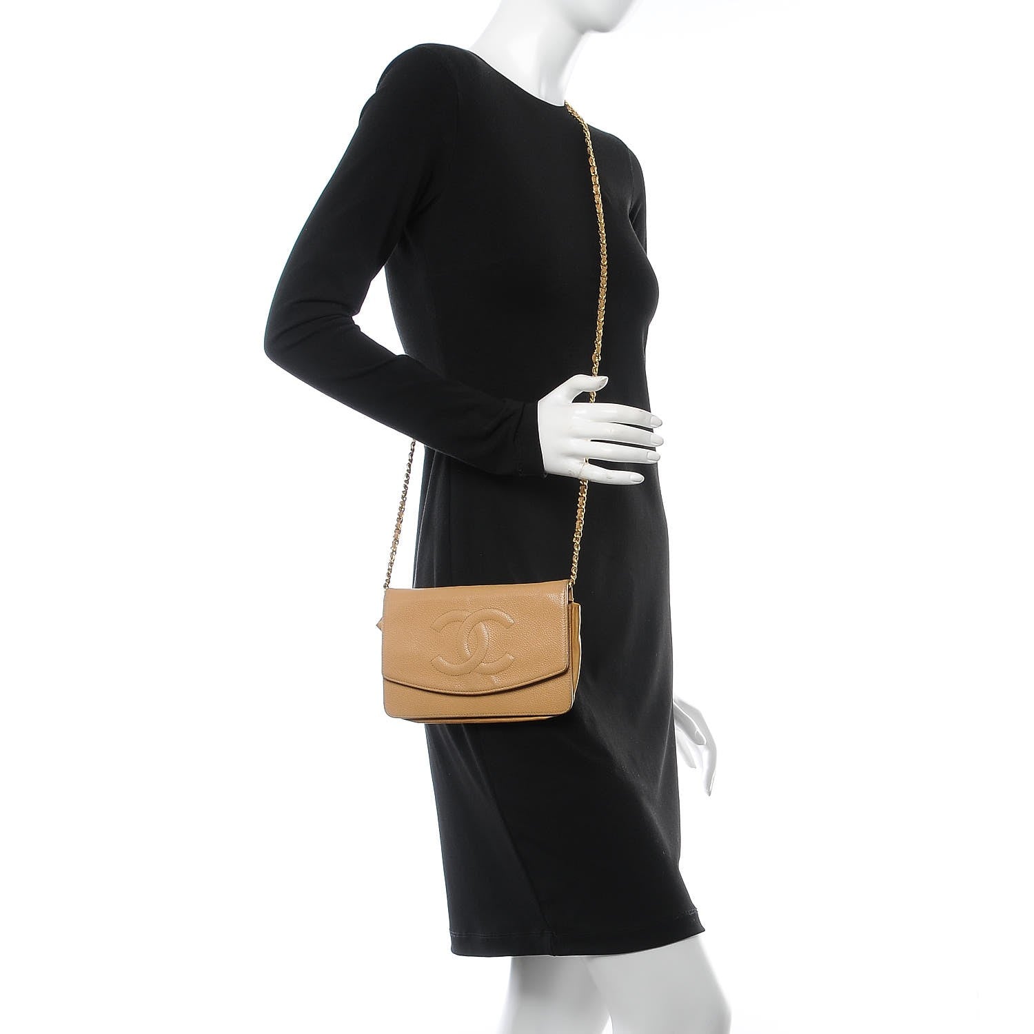 Chanel Caviar Timeless CC Wallet On Chain WOC Beige 2 of 16