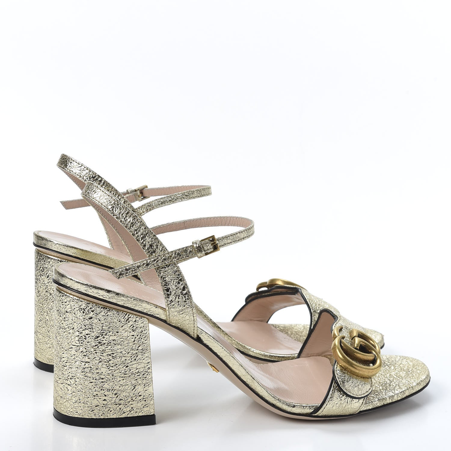 Gucci Galassia GG Marmont Ankle Wrap 75mm Sandals 38.5 Platino 4 of 9