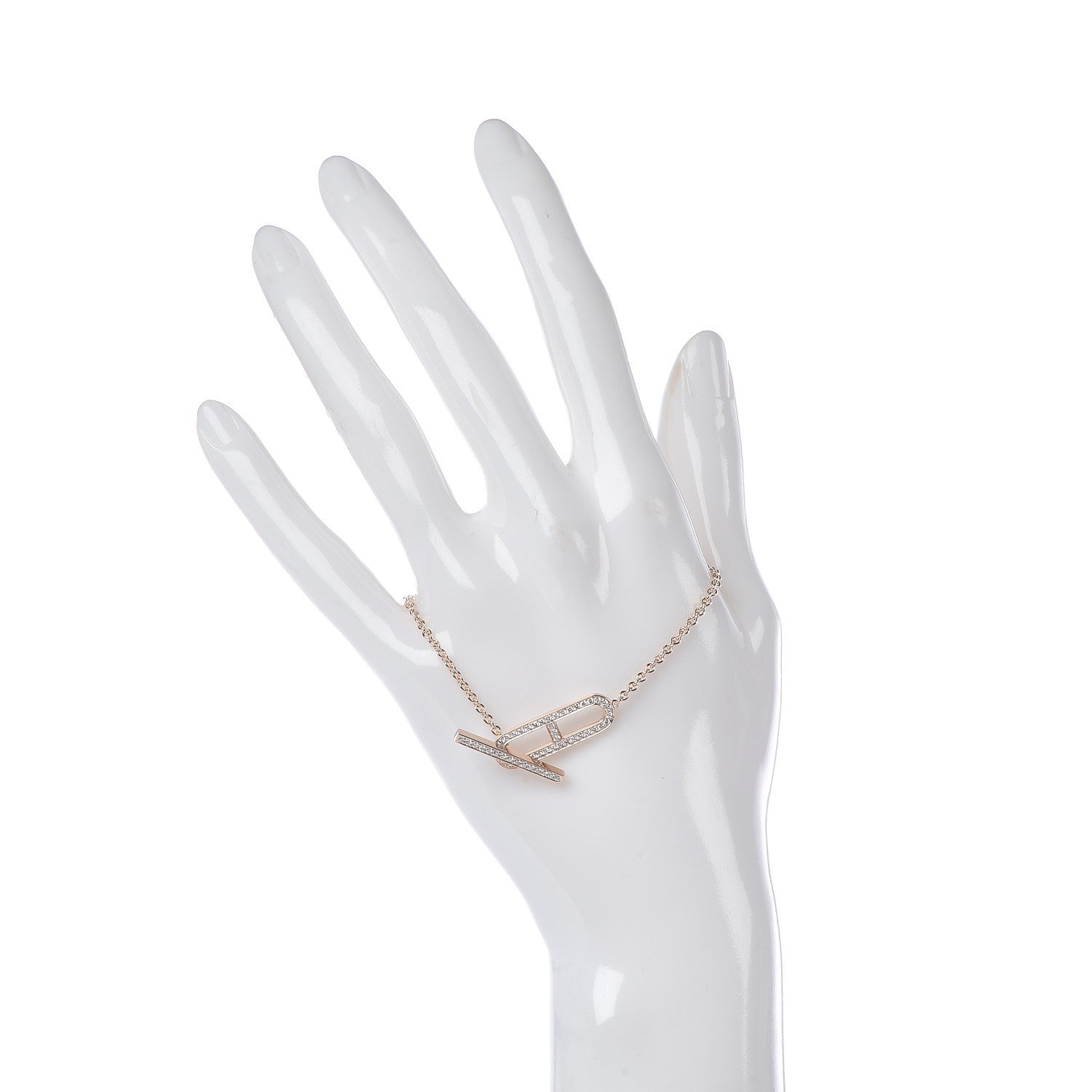 Hermes 18K Rose Gold Diamond PM Ever Chaine D'Ancre Bracelet ST 2 of 4