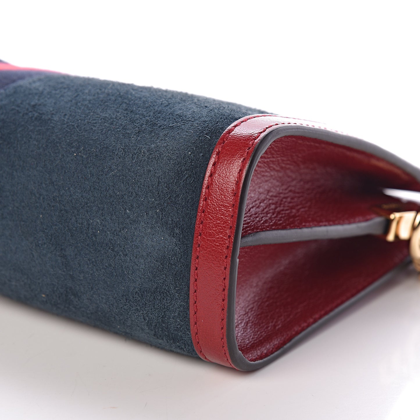 Suede Calfskin Web Small Ophidia Chain Shoulder Bag New Blue Romantic Cherry