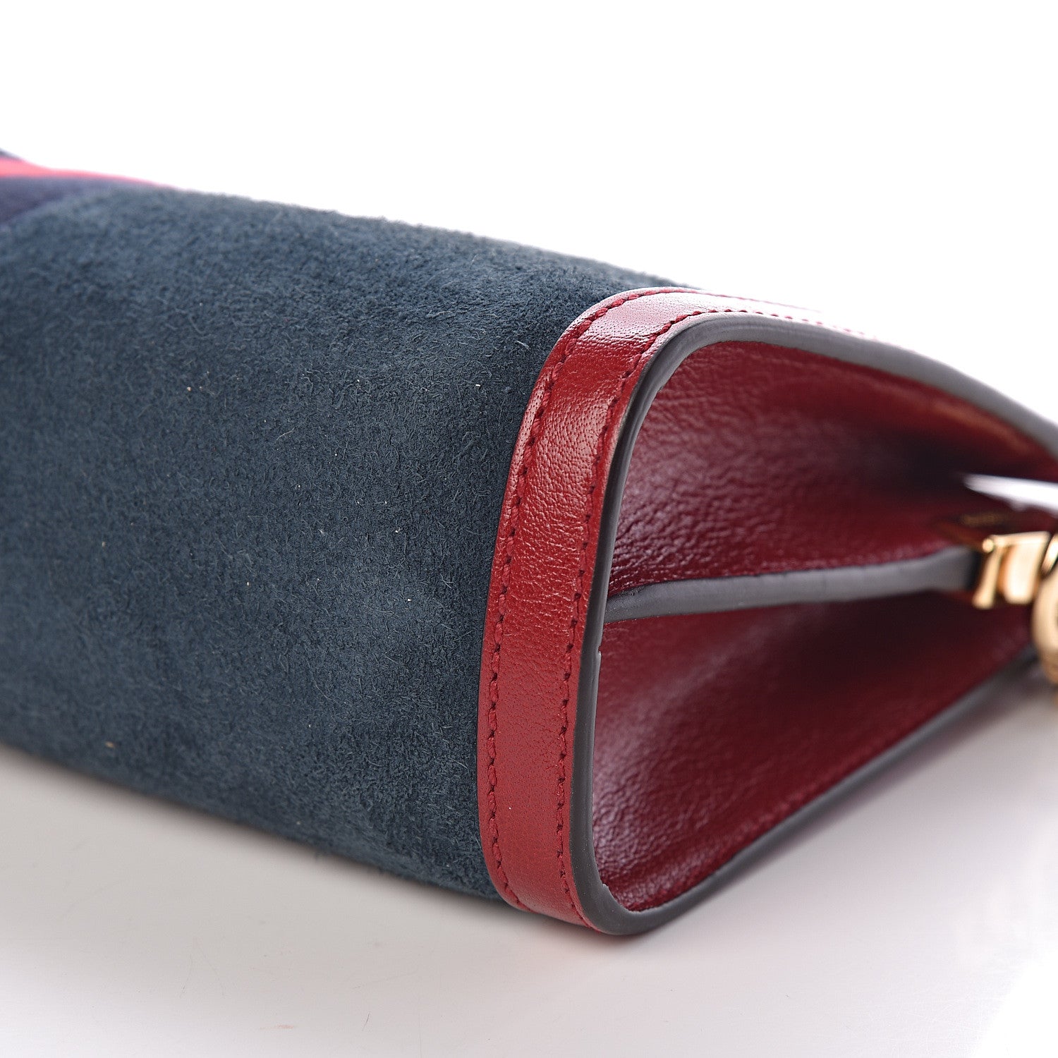 Gucci Suede Calfskin Web Small Ophidia Chain Shoulder Bag New Blue Romantic Cherry 9 of 10