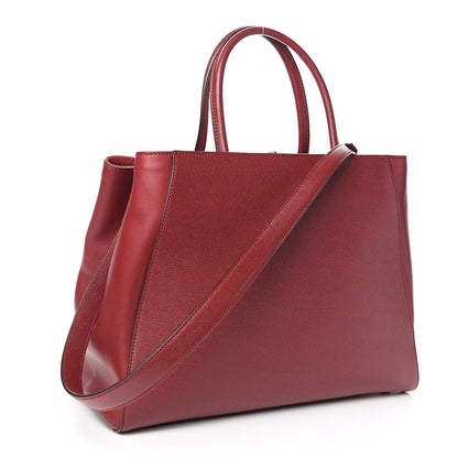 Fendi Vitello Elite Regular 2Jours Tote Rosso Scuro Ciliegia 3 of 9