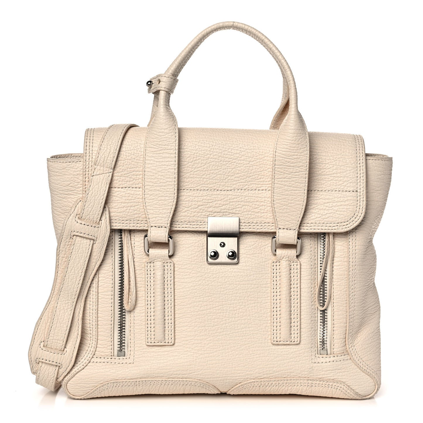 Textured Calfskin Medium Pashli Satchel Milk