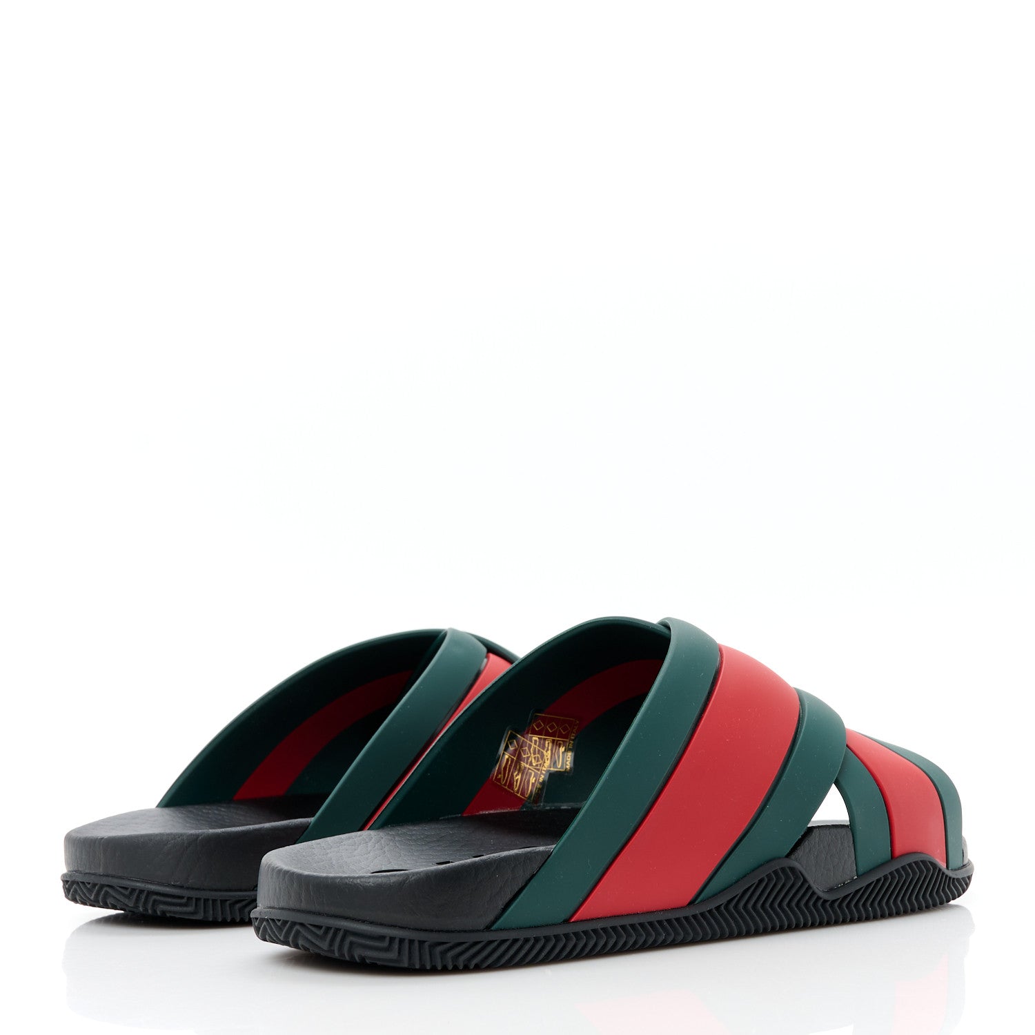 Gucci Rubber Web Womens Criss Cross Slide Sandals 41 Green Red 4 of 10