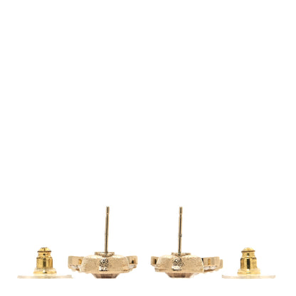 Chanel Crystal Pearl CC Drop Earrings Pink Gold 4 of 5