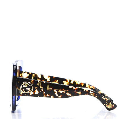 Gucci Square Frame GG0083S Sunglasses Glitter Blue Havana Brown 3 of 8