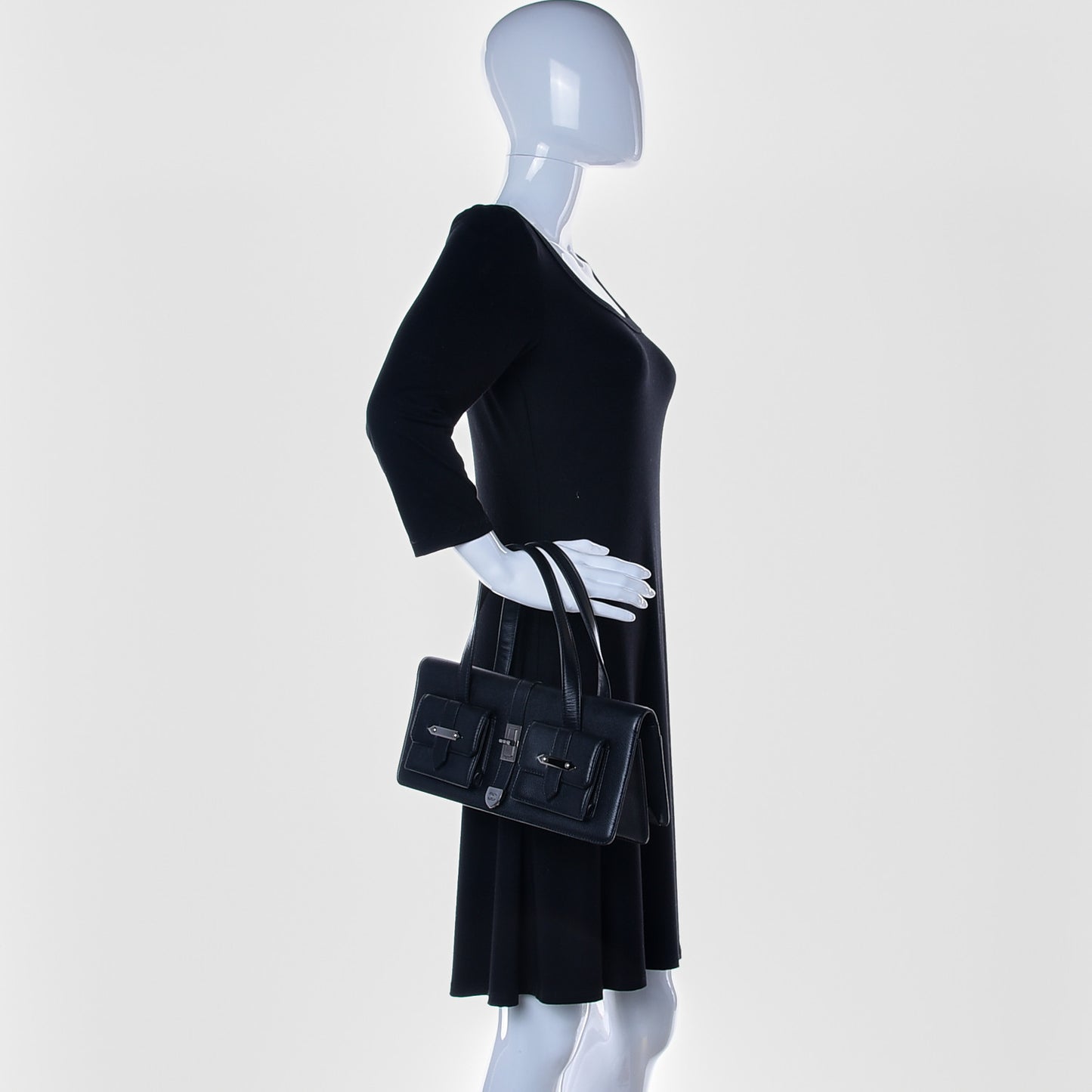 Caviar Double Pocket Flap Bag Black