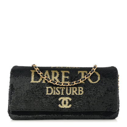 Chanel Sequin Paris Cosmopolite Dare To Disturb Flap Black Gold 1 of 12