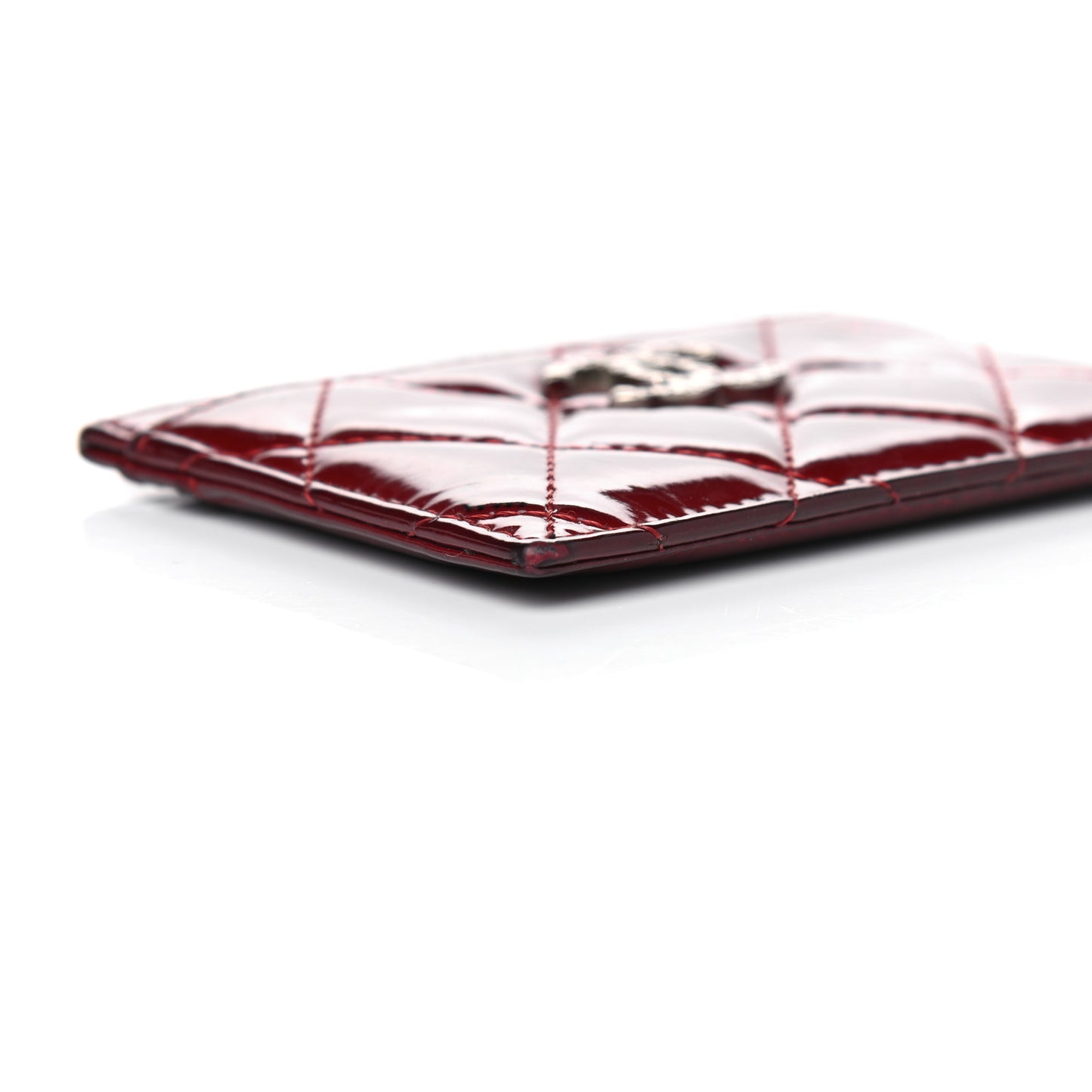 Patent Quilted Brilliant Card Holder Red