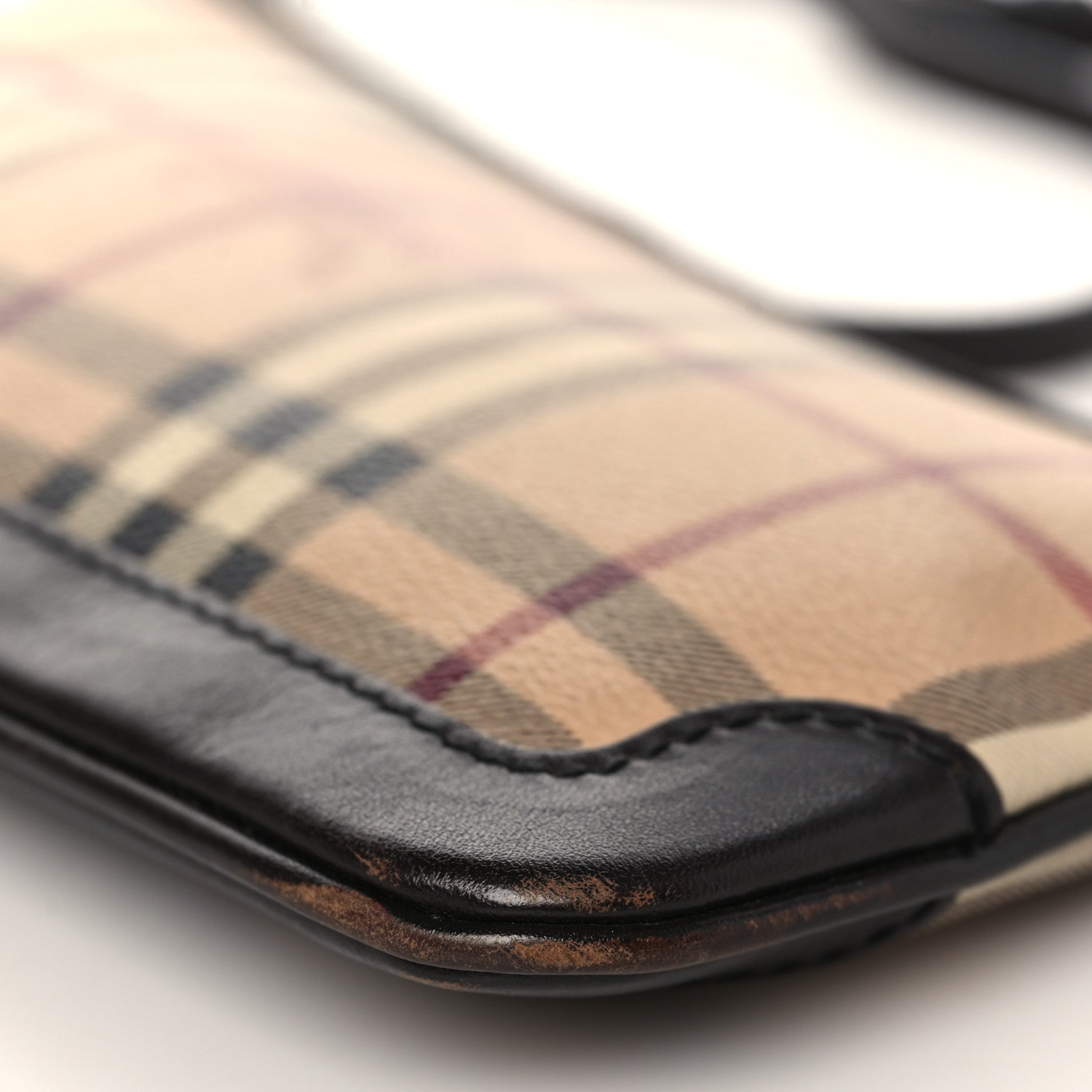 Burberry Haymarket Check Small Peyton Crossbody Clutch Bag Chocolate 8 of 8