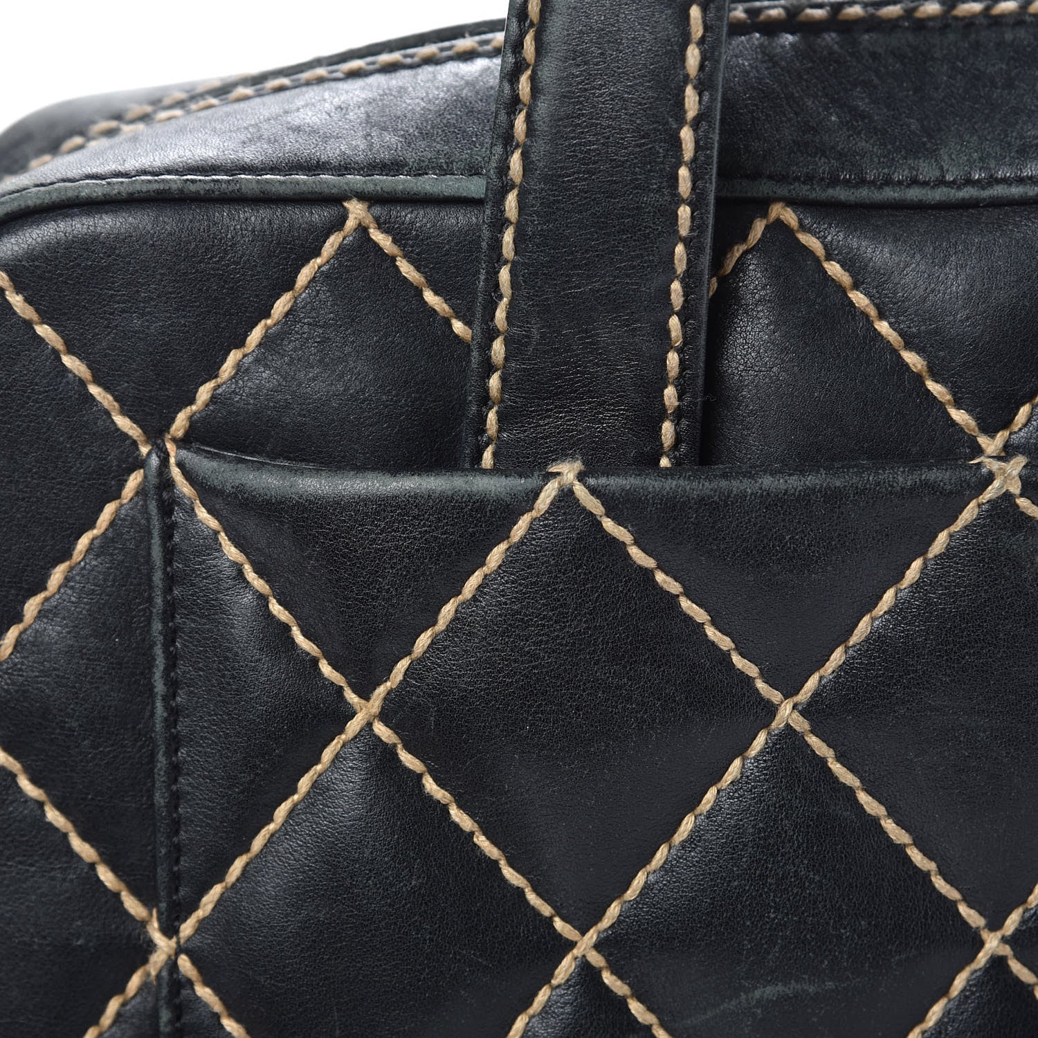 Chanel Calfskin Wild Stitch Top Handle Bag Black 10 of 17