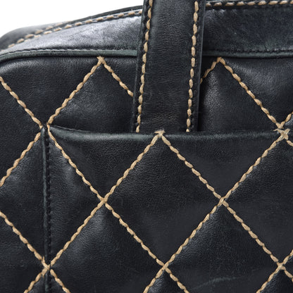 Chanel Calfskin Wild Stitch Top Handle Bag Black 10 of 17