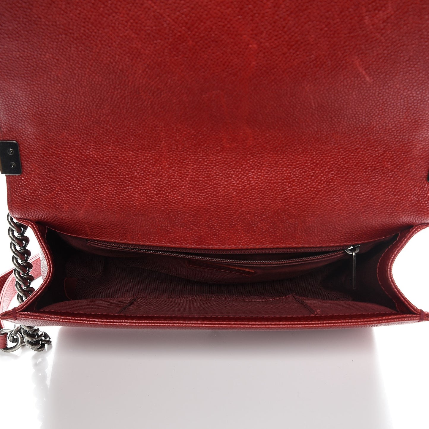 Caviar Quilted New Medium Boy Flap Dark Red