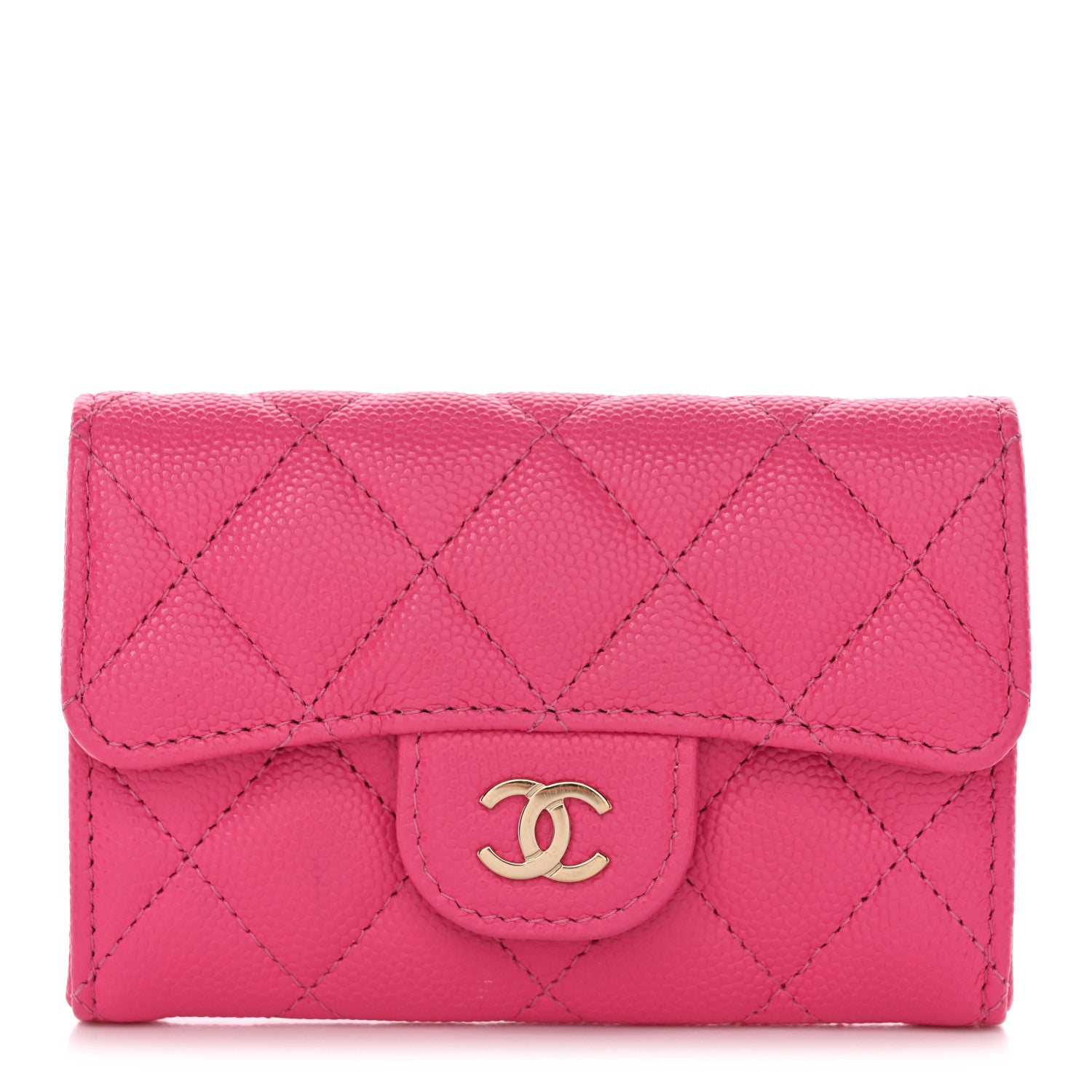 Chanel Caviar Quilted Flap Card Holder Wallet Pink 1 of 9