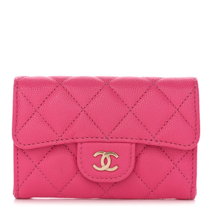 Chanel Caviar Quilted Flap Card Holder Wallet Pink 1 of 9