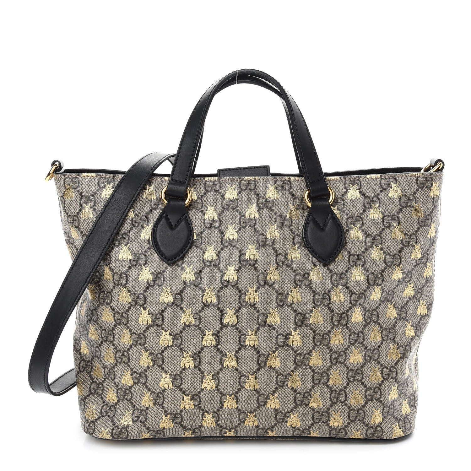 Gucci Soft GG Supreme Monogram Bees Small Crossbody Tote Beige Oro Black 1 of 10