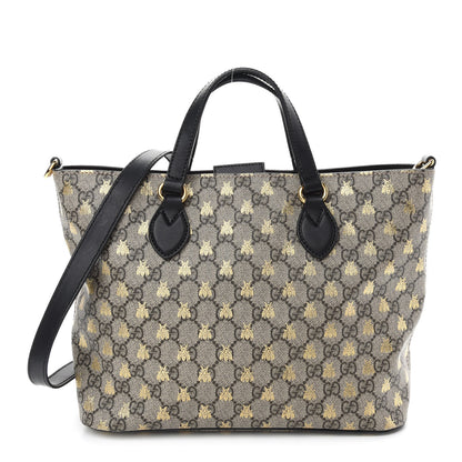 Gucci Soft GG Supreme Monogram Bees Small Crossbody Tote Beige Oro Black 1 of 10