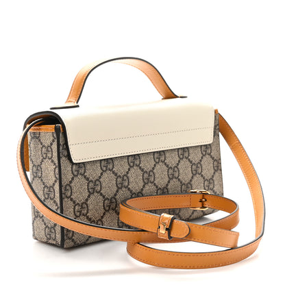 Gucci GG Supreme Monogram New Sakai Calfskin Mini Padlock Top Handle Shoulder Bag Beige Ebony Mystic White Sun Oil 3 of 11