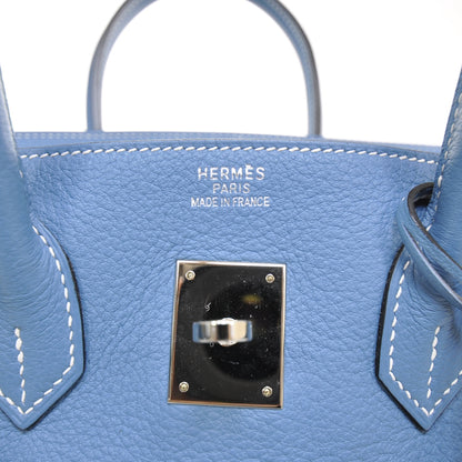 Hermes Clemence Leather BIRKIN 35 Blue Jean Tote Bag 8 of 9