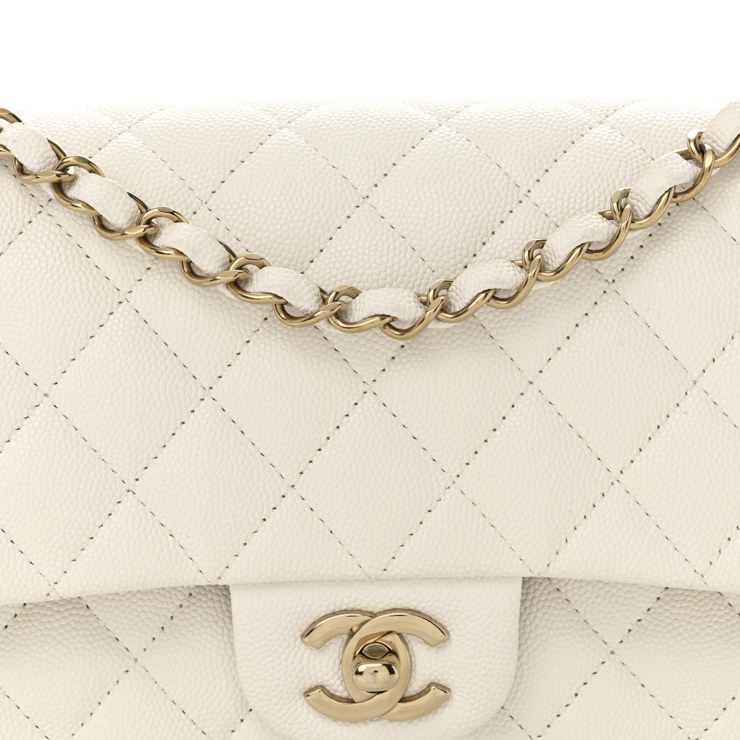 Chanel Caviar Quilted Medium Double Flap White 8 of 10