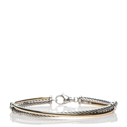 David Yurman Sterling Silver 18K Yellow Gold 3mm Crossover Bracelet 3 of 7