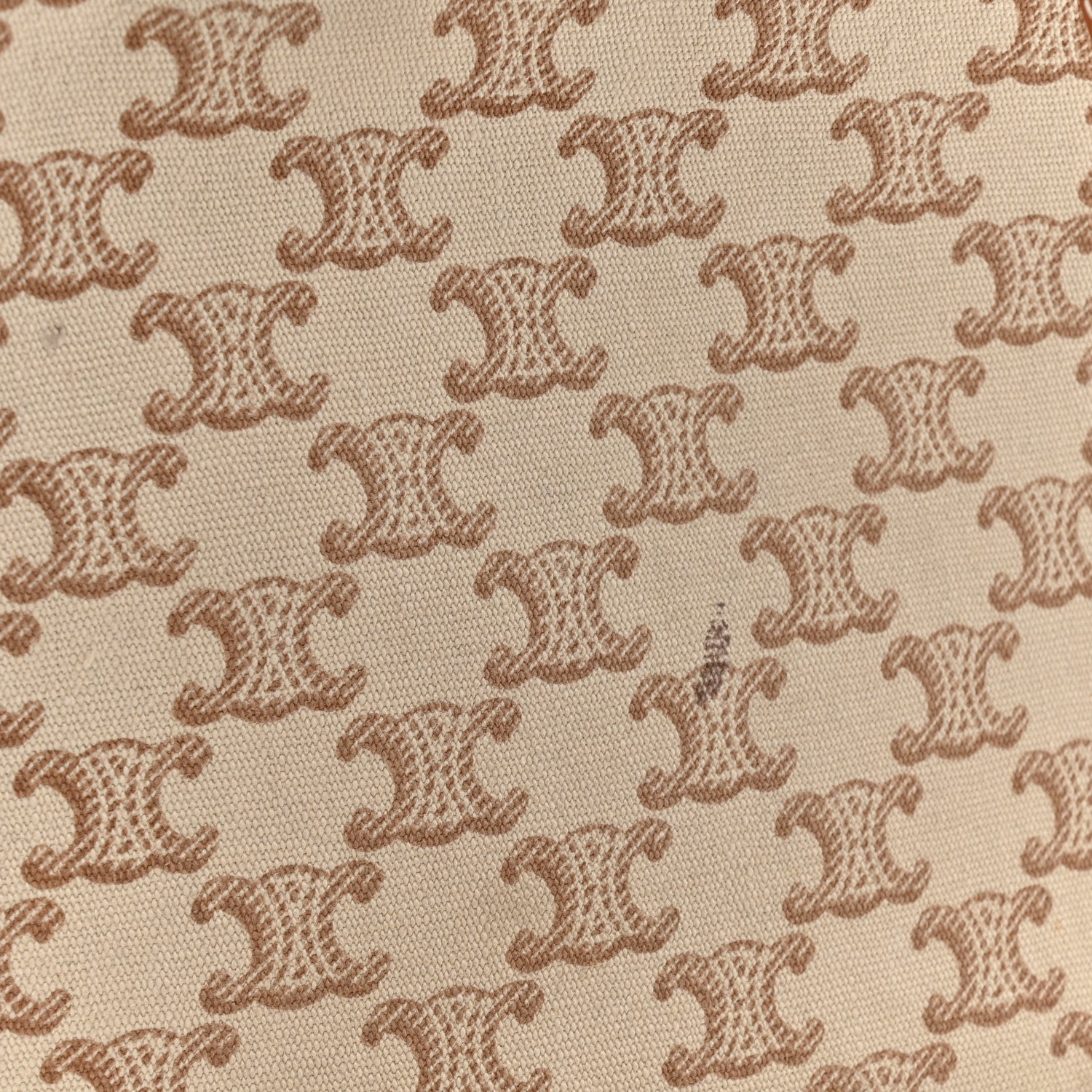 Celine Canvas Calfskin Triomphe Print Small Cabas Thais White 15 of 16