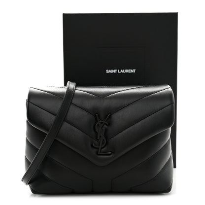 Saint Laurent Calfskin Y Quilted Monogram Monochrome Toy Loulou Crossbody Bag Black 11 of 11