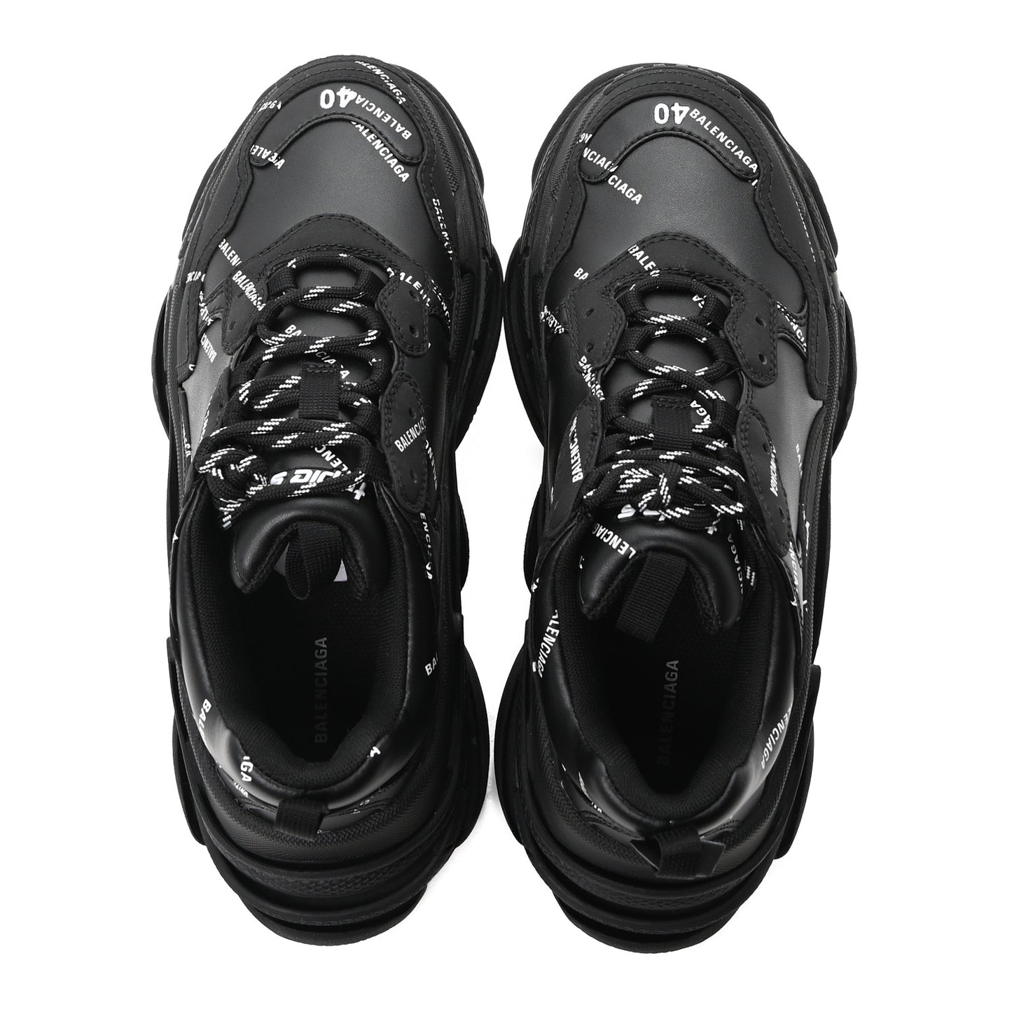 Technical Fabric Allover Logo Mens Triple S Sneakers 40 Black White