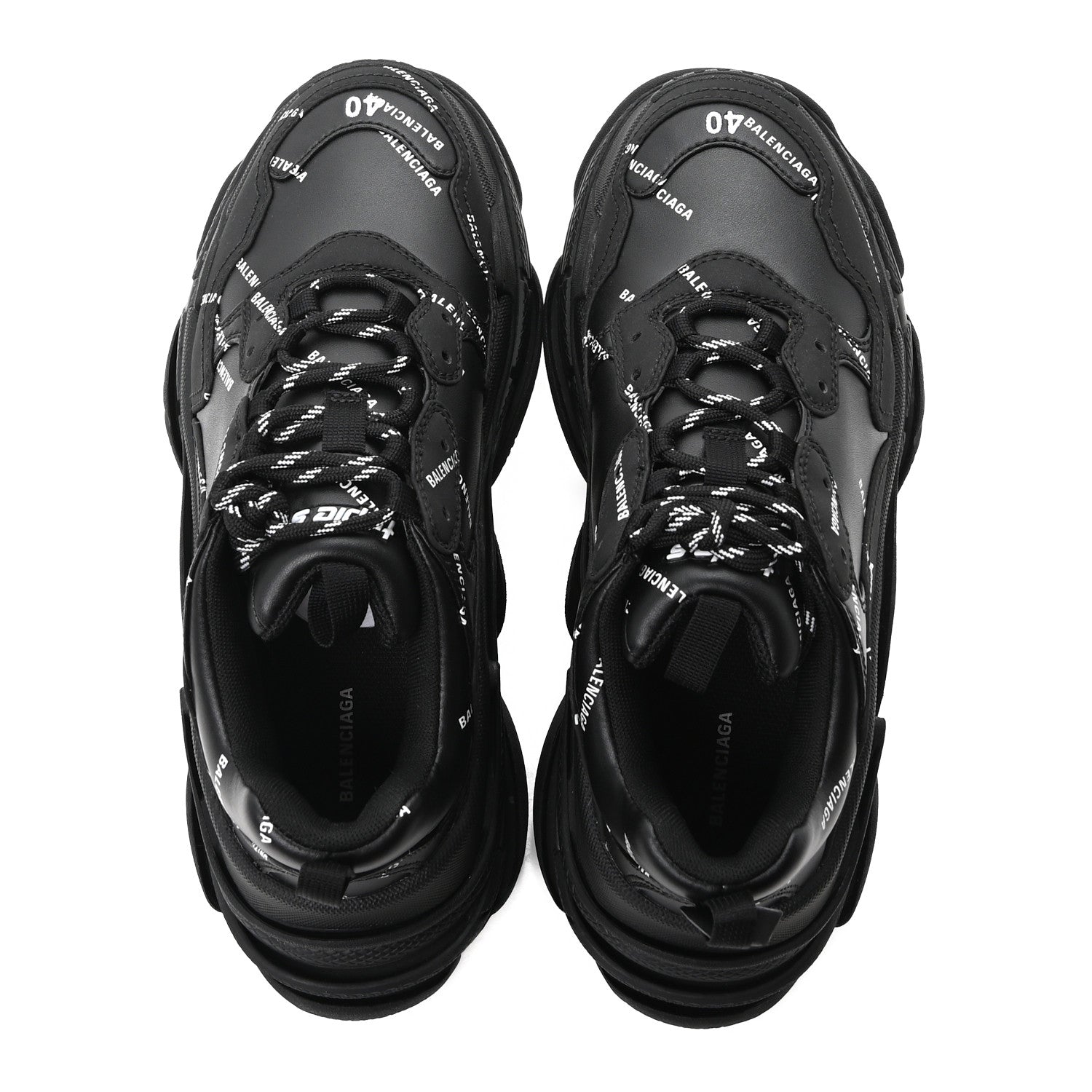 Balenciaga Technical Fabric Allover Logo Mens Triple S Sneakers 40 Black White 2 of 10