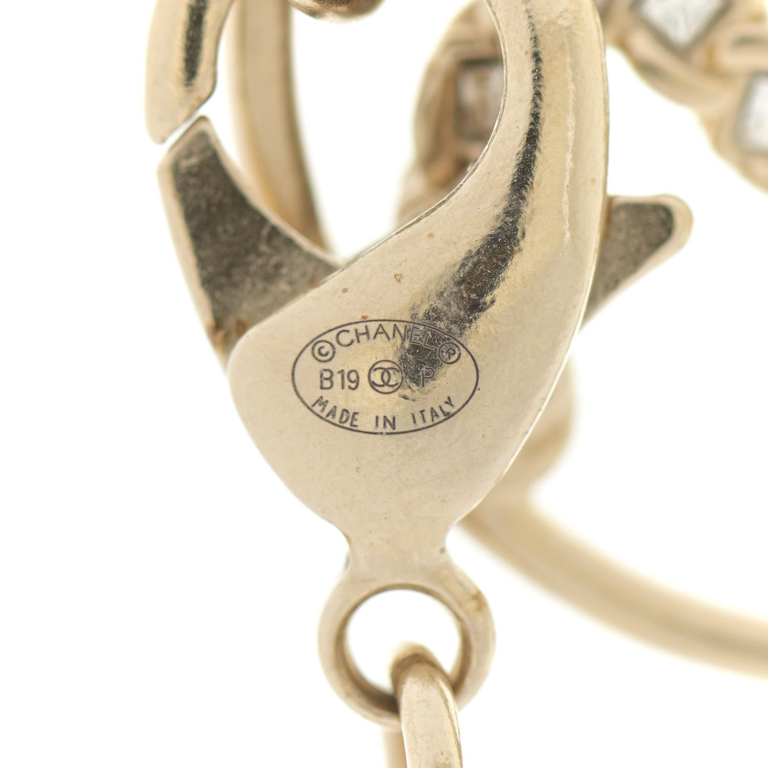 Chanel Metal Strass Crystal Logo Necklace Gold 5 of 5