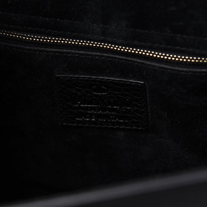 Valentino Garavani Grained Calfskin Rockstud Top Handle Flap Shoulder Bag Black 8 of 9