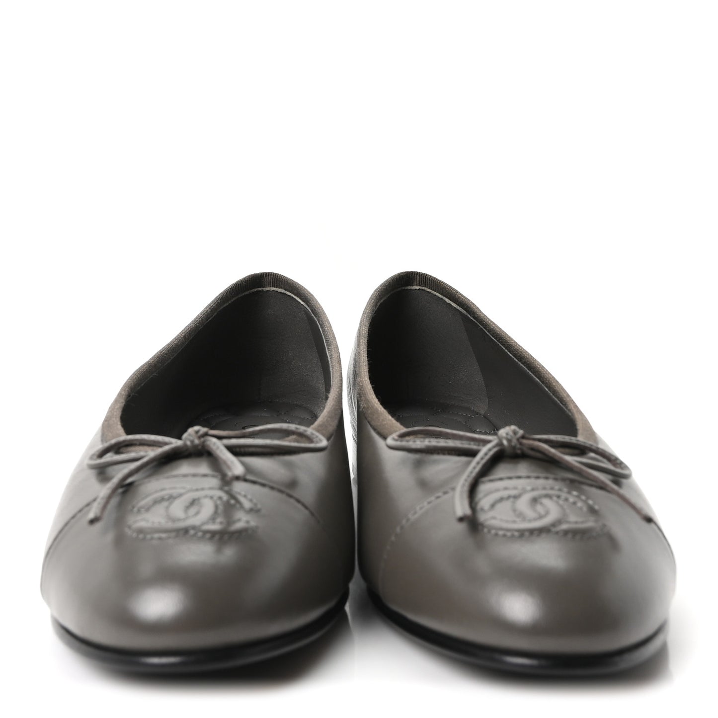Lambskin Cap Toe CC Ballerina Flats 37 Dark Grey