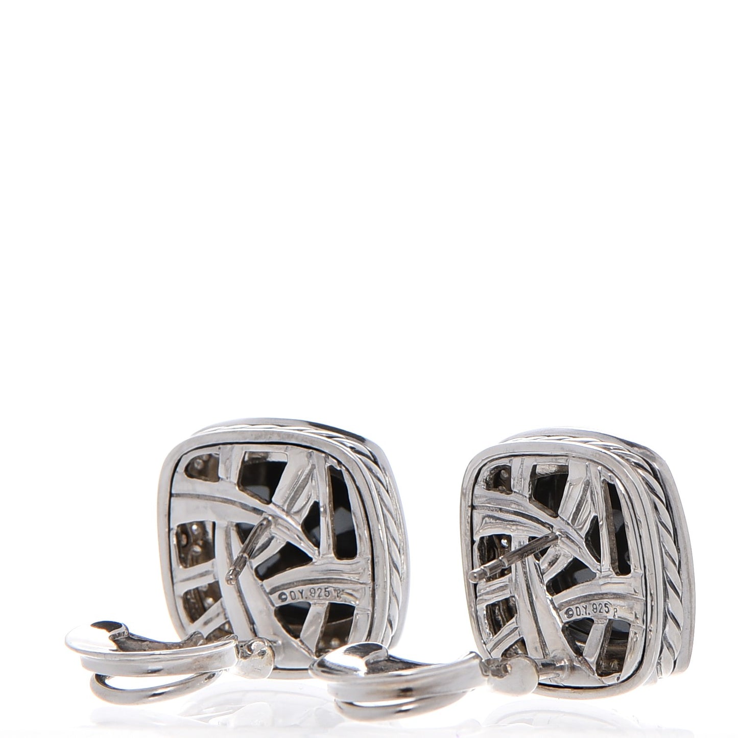 Sterling Silver Diamond Hematite 14mm Albion Earrings
