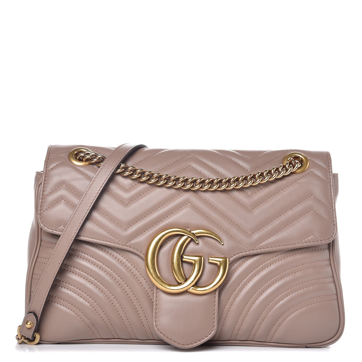Gucci Calfskin Matelasse Medium GG Marmont Shoulder Bag Porcelain Rose 1 of 9