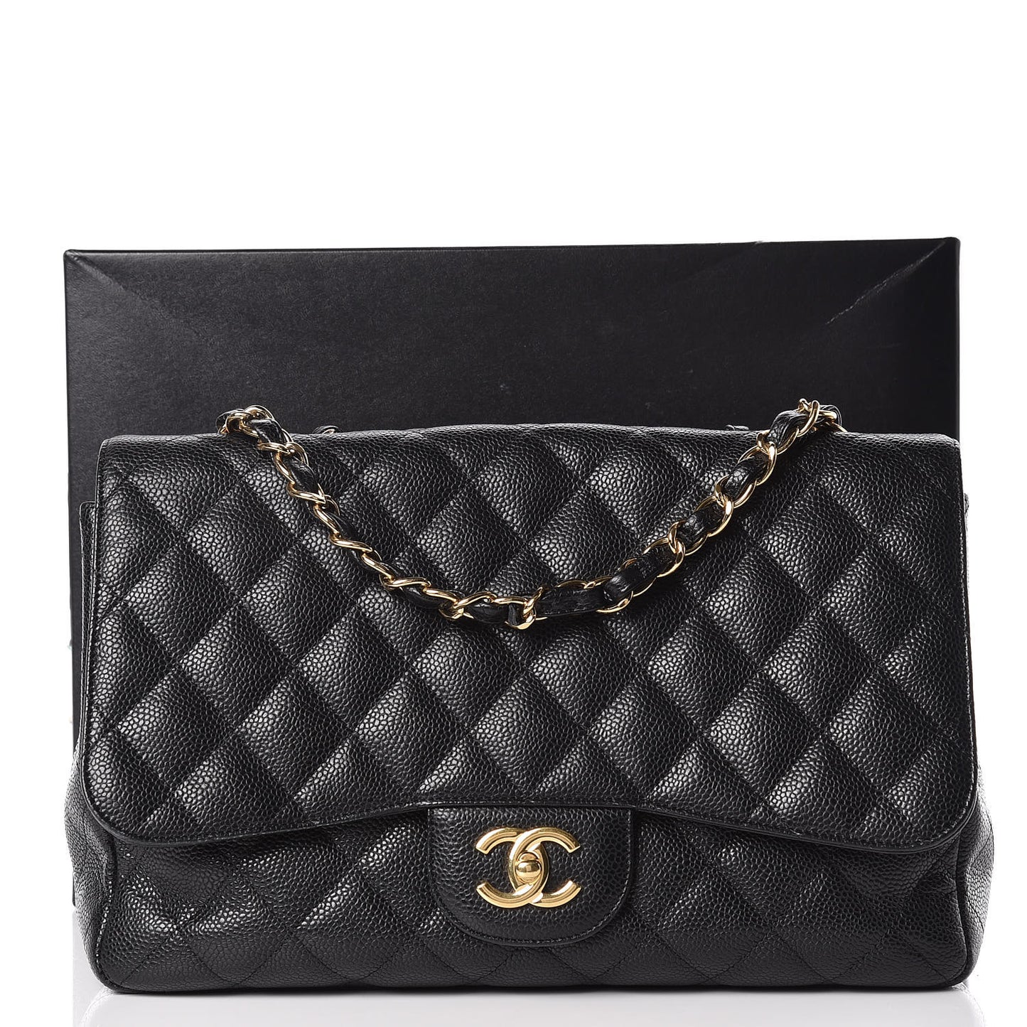 Caviar Quilted Jumbo Single Flap Black