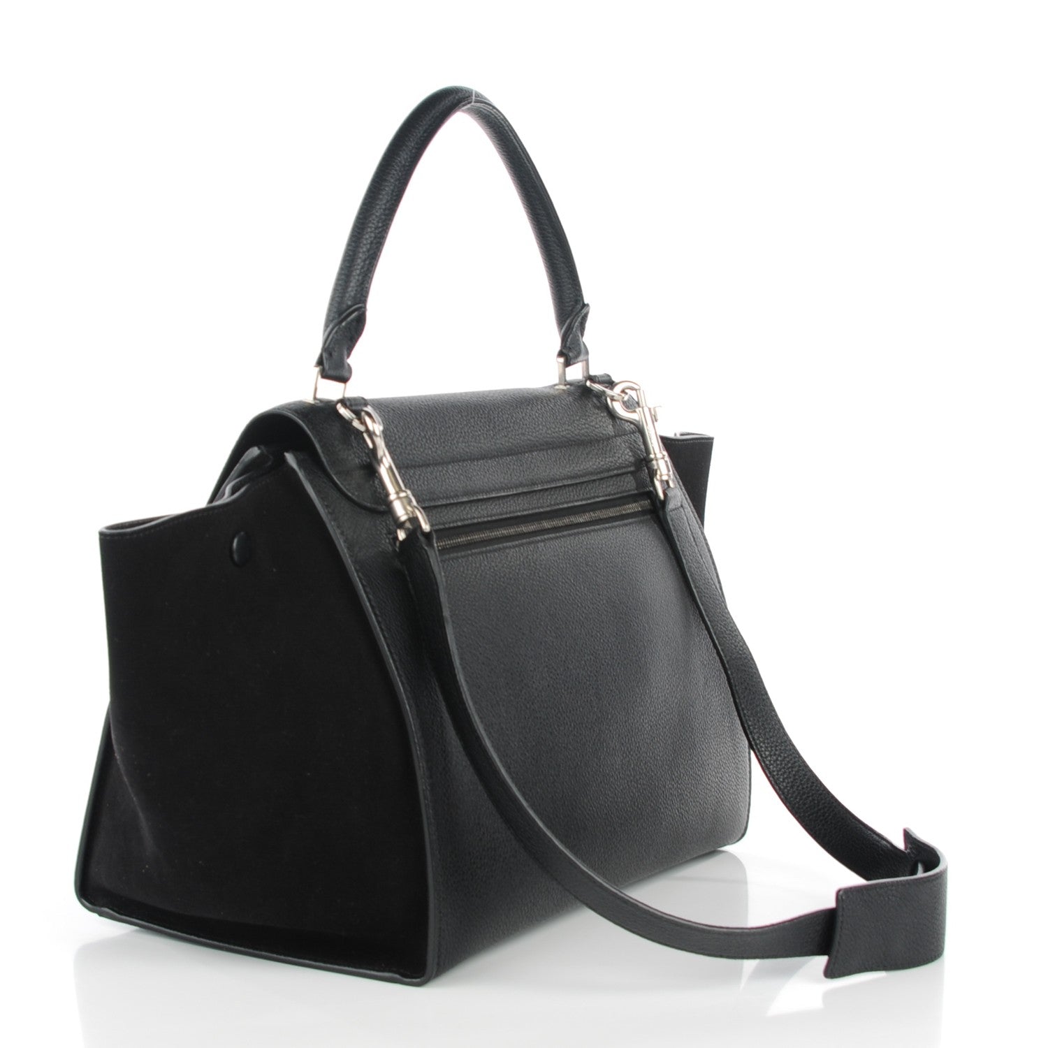 Celine Drummed Calfskin Suede Medium Trapeze Black 3 of 7