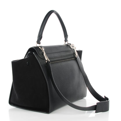 Celine Drummed Calfskin Suede Medium Trapeze Black 3 of 7