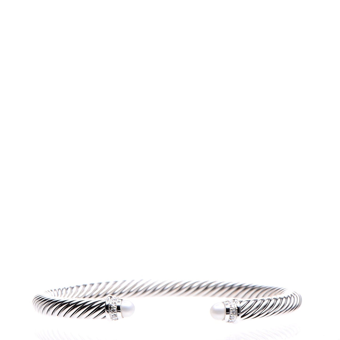 Sterling Silver Diamond Pearl 5mm Cable Classics Bracelet