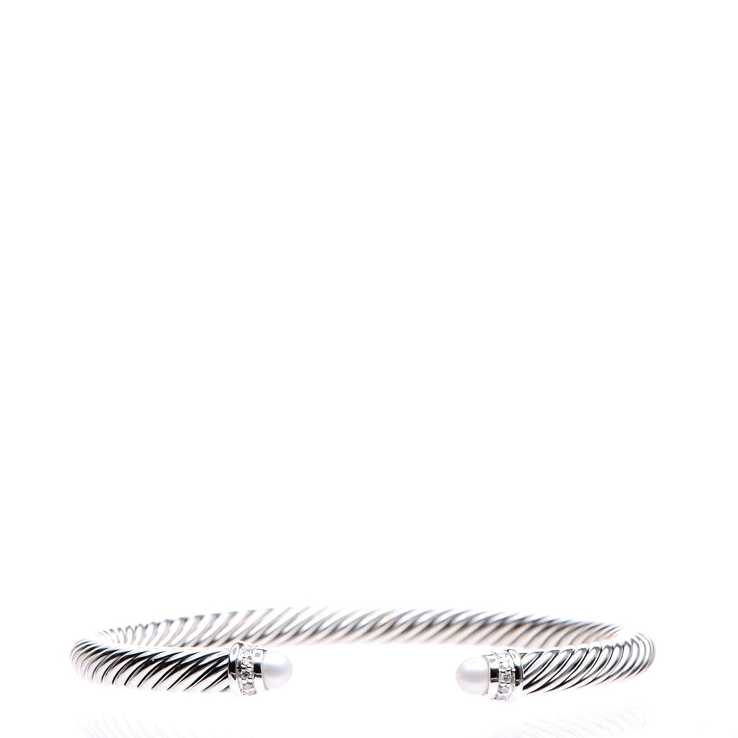 David Yurman Sterling Silver Diamond Pearl 5mm Cable Classics Bracelet 1 of 5