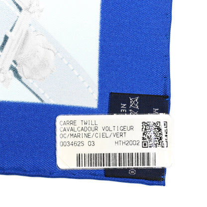 Hermes Silk Cavalcadour Scarf 90 Marine Ciel Vert 4 of 4
