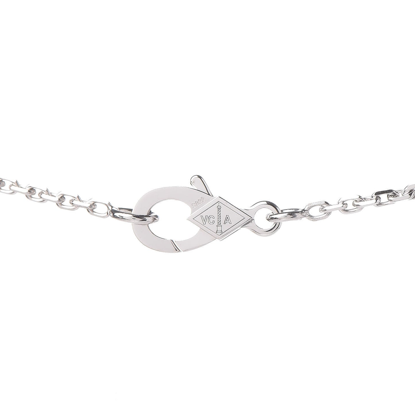18K White Gold Chalcedony Vintage Alhambra Pendant Necklace