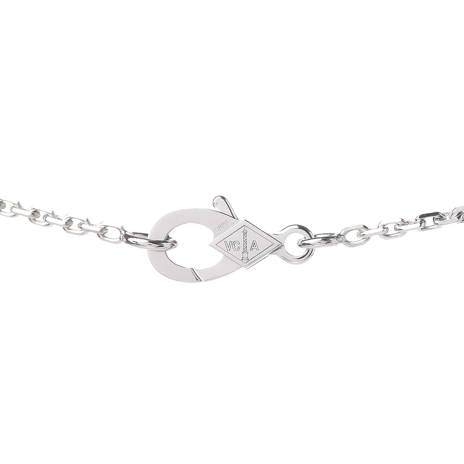 Van Cleef & Arpels 18K White Gold Chalcedony Vintage Alhambra Pendant Necklace 5 of 8