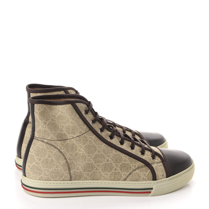 Gucci GG Supreme Monogram Mens High Top Sneakers 11.5 Brown 4 of 11